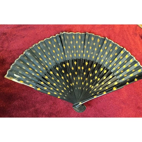 Spanish Hand Fans Lace and Paper, Painted and Decorative Vintage Set of 3 CT336 - Picture 5 of 16